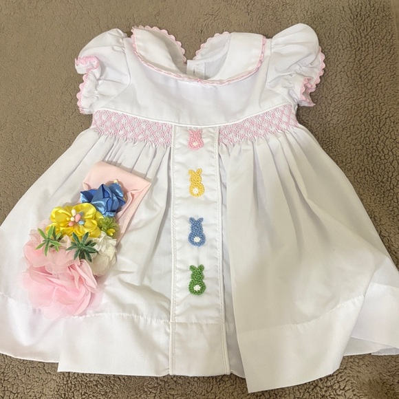 Nola Other - Nola White Baby Dress with Pink Trim